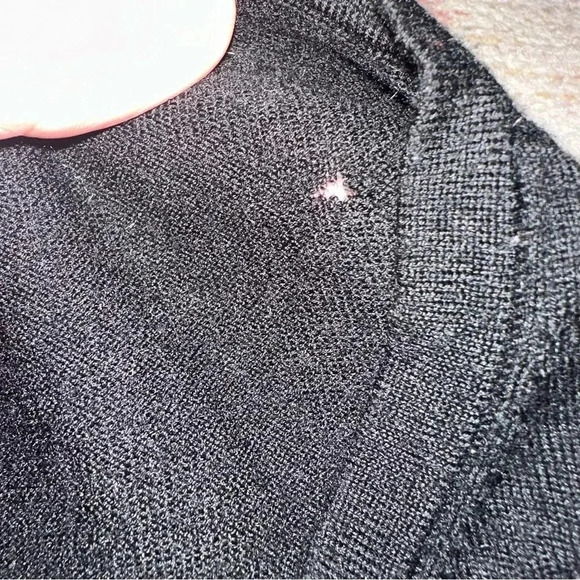 Garnet Hill• Black merino wool crew neck button down sweater size medium - Picture 6 of 10